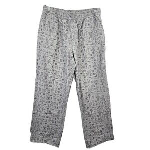 LL Bean Men's Camping Print Pajama Pants Elastic Waist Gray‎ Outdoorsy Medium